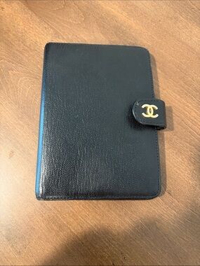Vintage Chanel Black Leather Agenda/Planned